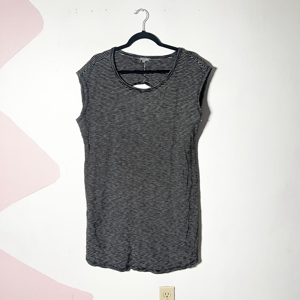 T by Talbots Dress Womens 1X Black Striped Sleeveless Cutout Casual